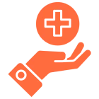 Orange medical cross in hand