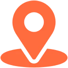 Map location pin icon in orange